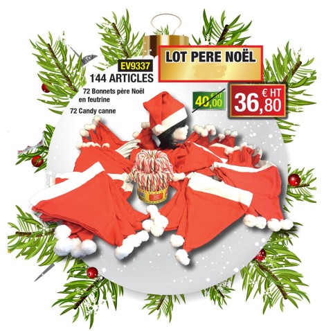 Lot de 72 bonnets de Noël et 72 candy canes : parfait pour vos fêtes.