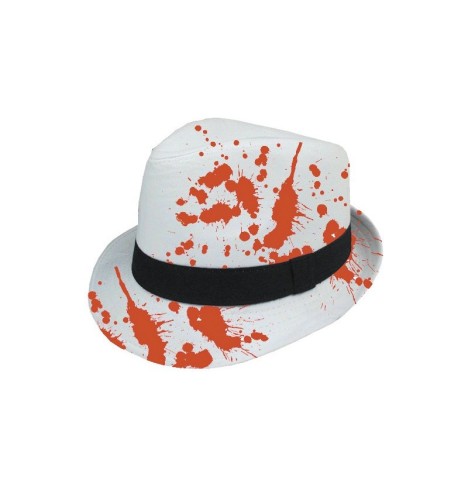 Borsalino blanc en feutre avec bandeau noir