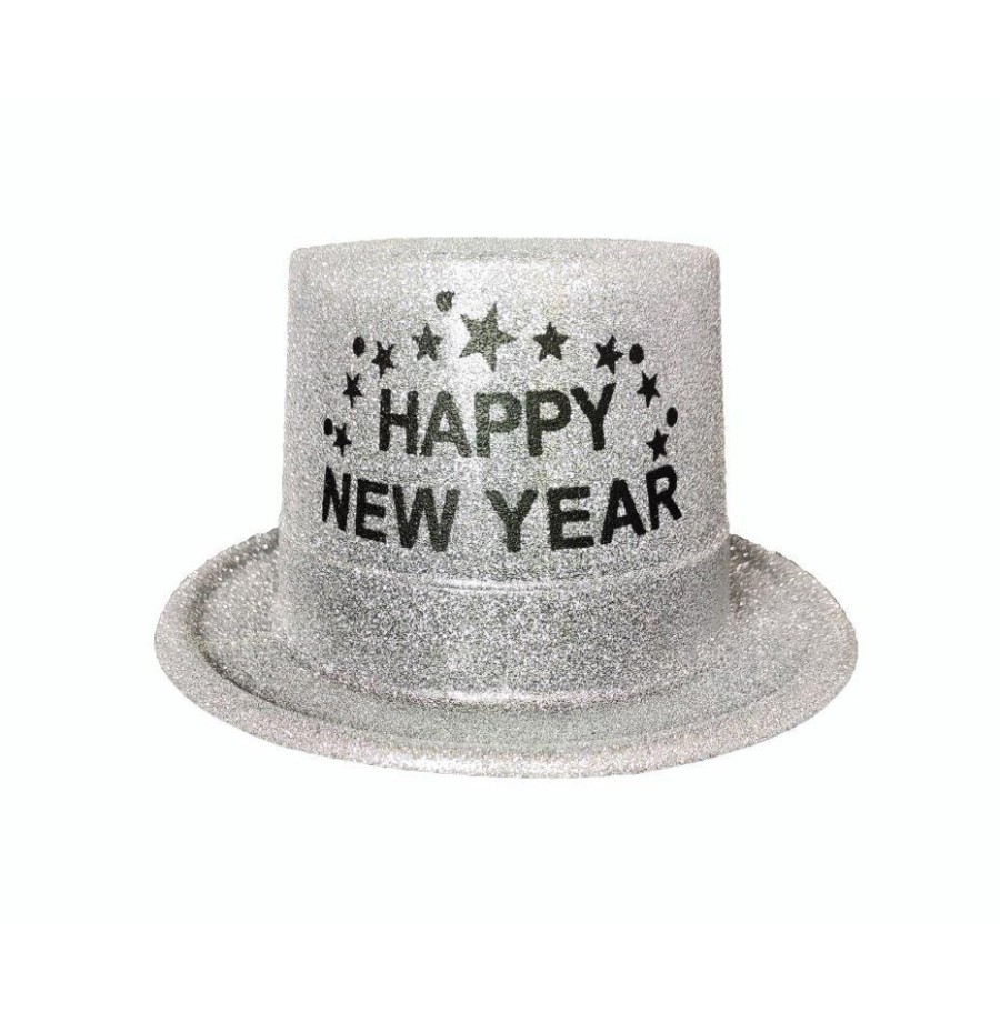 Chapeau Happy New Year Pailleté Noir ou Argent