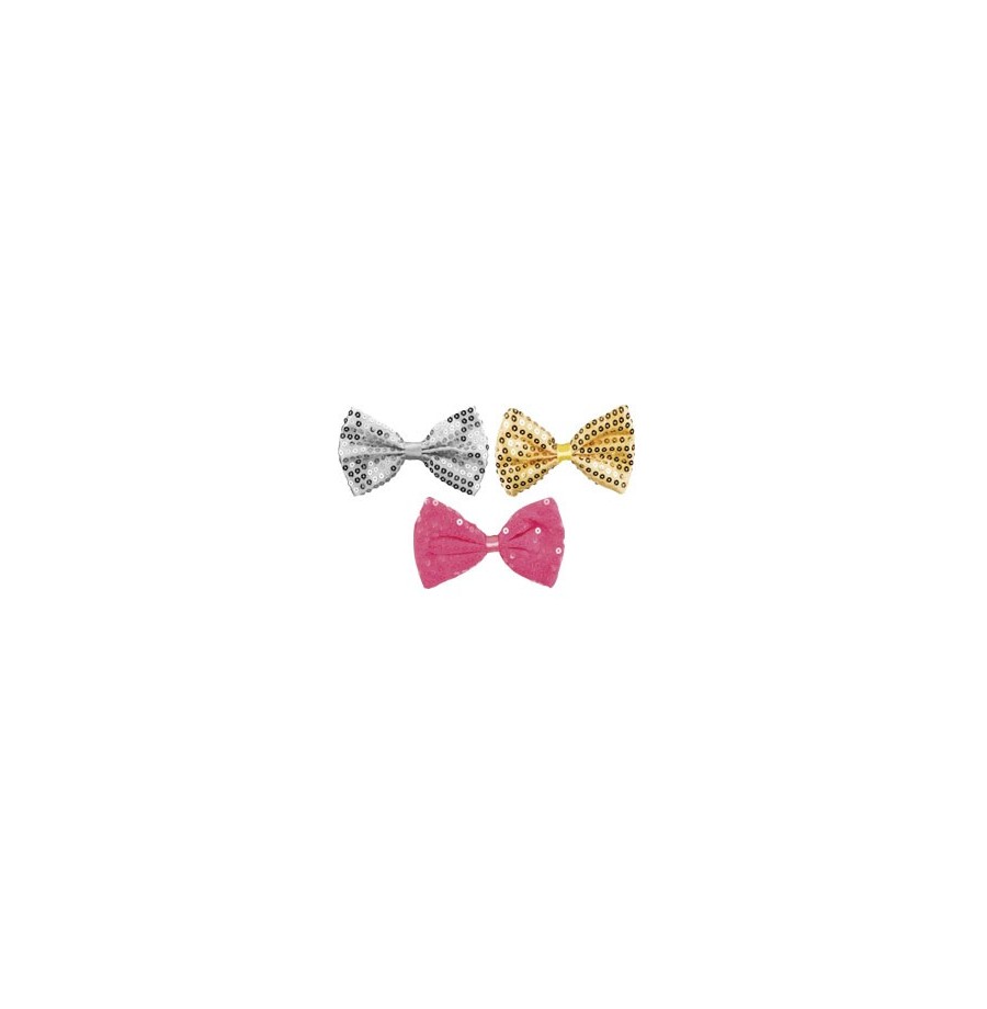 Noeud papillon Argent 11 x 7 cm  sequins