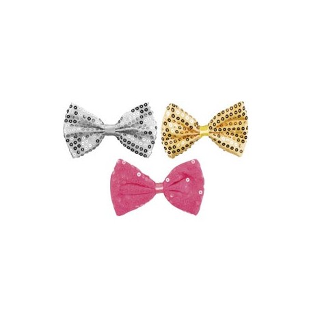 Noeud papillon Argent 11 x 7 cm  sequins