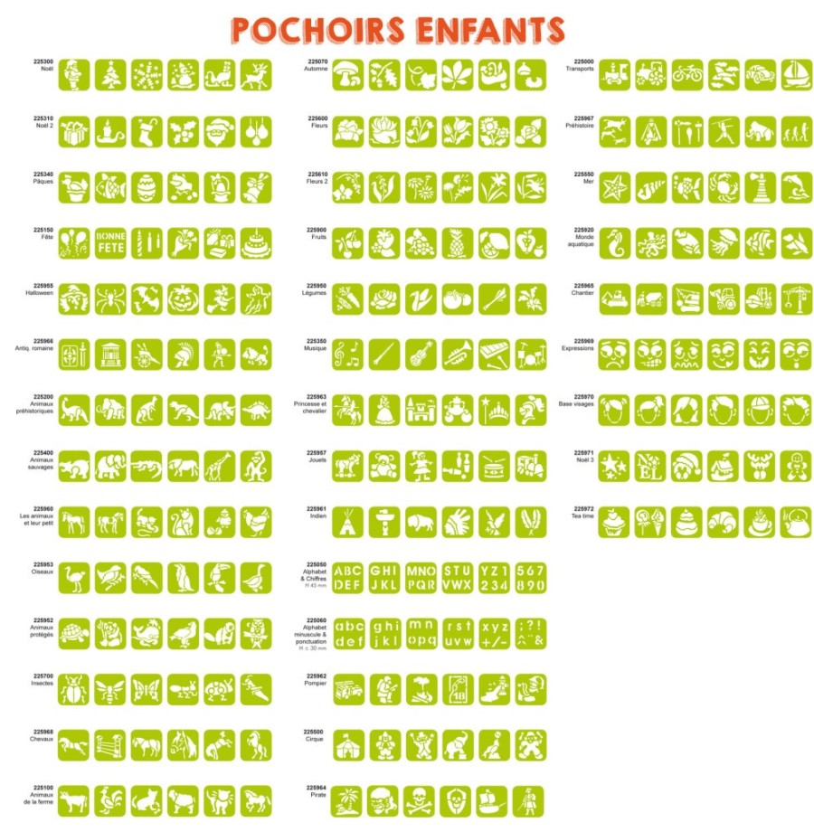 Pochette de 6 Pochoirs Jouets