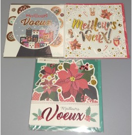 Carte de voeux + enveloppe 15 x 15 cm "Meilleurs Voeux" Modèles aux choix