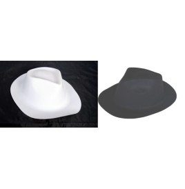Chapeau Al-Capone pvc aspect feutrine Blanc