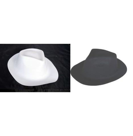 Chapeau Al-Capone pvc aspect feutrine Blanc