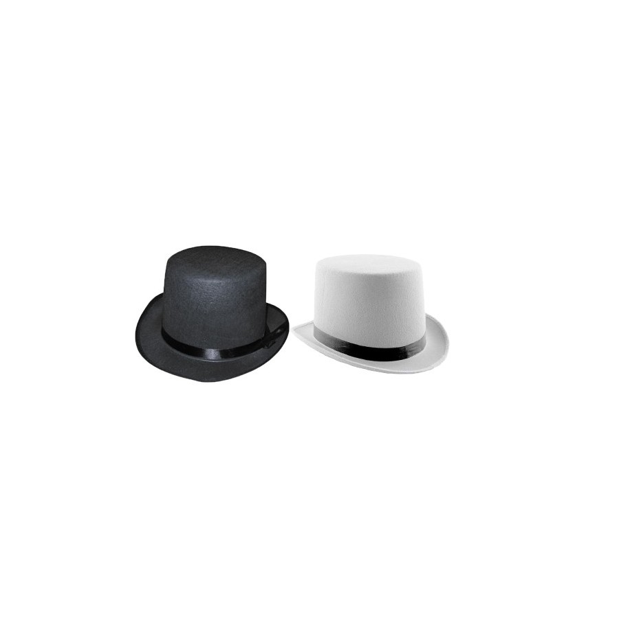 Haut de forme feutrine blanc  H10cm