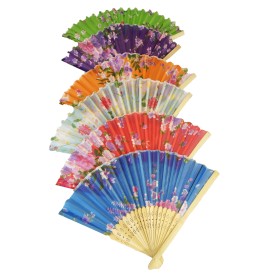 Eventail motifs bambou et tissu assortis