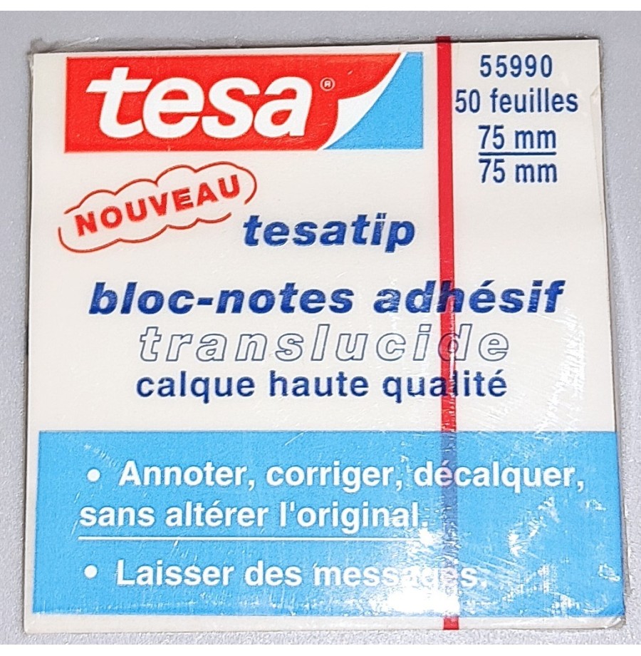 Bloc notes adhésif translucide 75x75mm