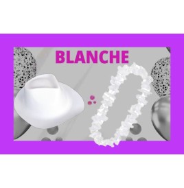 Lot de 48 articles blancs : chapeaux et colliers Hawaï pour soirée chi