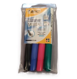 Pochette 4 marqueurs Velleda Bic assortis pointe ogive 2mm