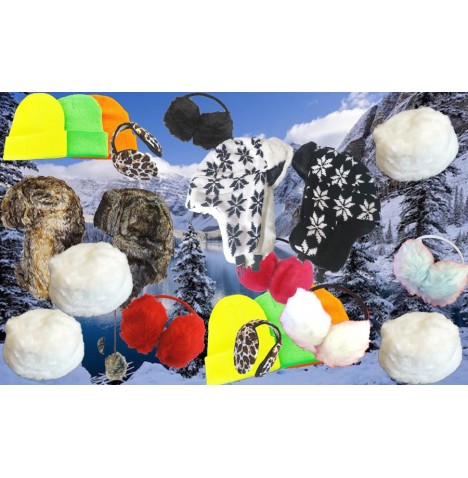 Lot Grand Froid : chapkas, toques, cache-oreilles et bonnets d'hiver.