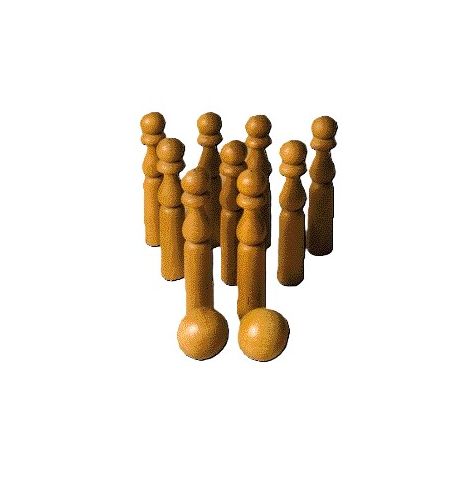 Jeu de 9 quilles 50 cm en bois vernis+ 1 boule