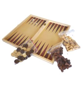 Jeux en bois 3 en 1 (dames échec backgammon) - Jeux de société  pas...