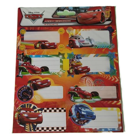 Planche de 16 étiquettes adhésives Cars