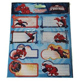 Planche de 16 étiquettes adhésives Spiderman