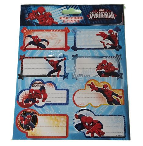 Planche de 16 étiquettes adhésives Spiderman