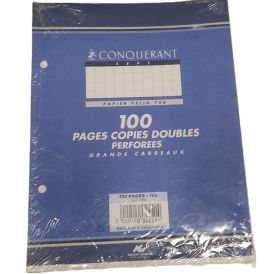100 copies doubles perforées 17x22 séyès blanc
