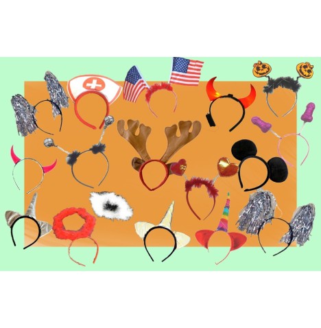 Lot 20 Serre-Têtes Fun Assortis – Accessoires Fête & Déguisement
