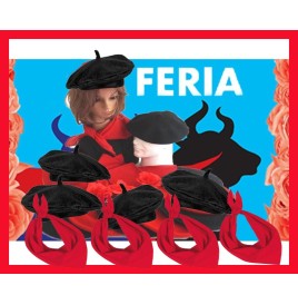 Lot Féria : Bérets et foulards rouge et noir !