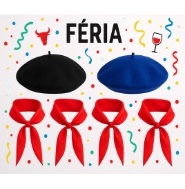 Lot Féria : Bérets et foulards rouge et noir !