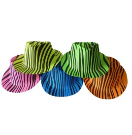 Chapeau zébrés fluo pvc Couleurs au choix