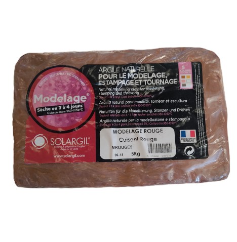 Pain d'argile naturelle 5 et 10 kg Rouge ou Blanche