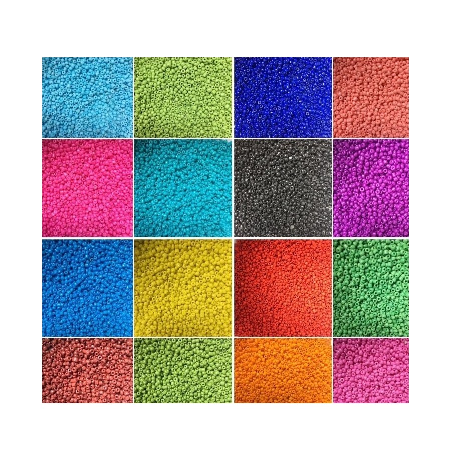 Perles rocailles 2 mm brillantes 100g Couleurs au choix