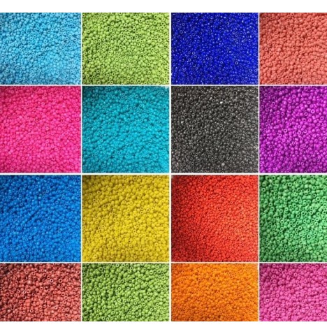 Perles rocailles 2 mm brillantes 100g Couleurs au choix