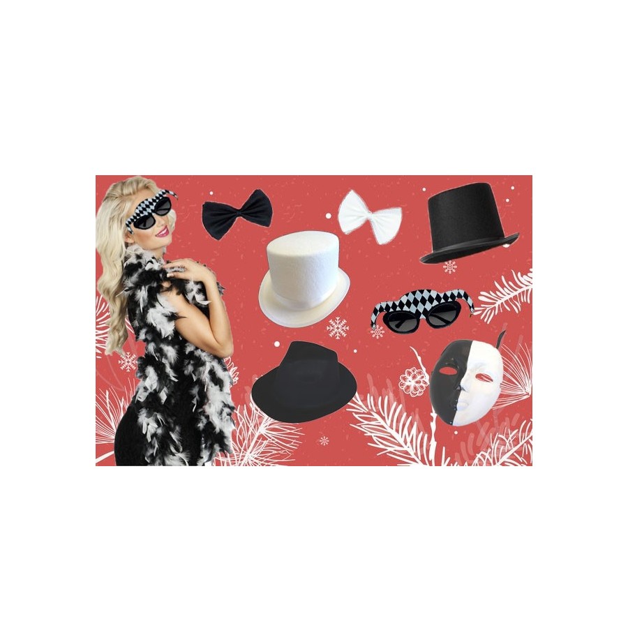 Lot noir & blanc : élégance et fête avec accessoires contrastés Lot noir & blanc : élégance et fête avec accessoires contrastés