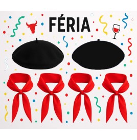 Lot Féria : Bérets et foulards rouge et noir !
