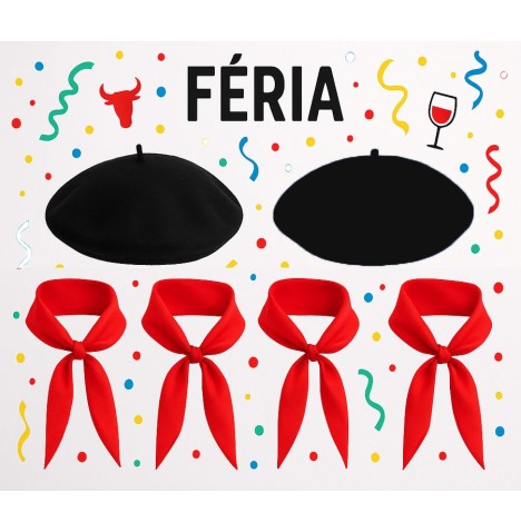 Lot Féria : Bérets et foulards rouge et noir !