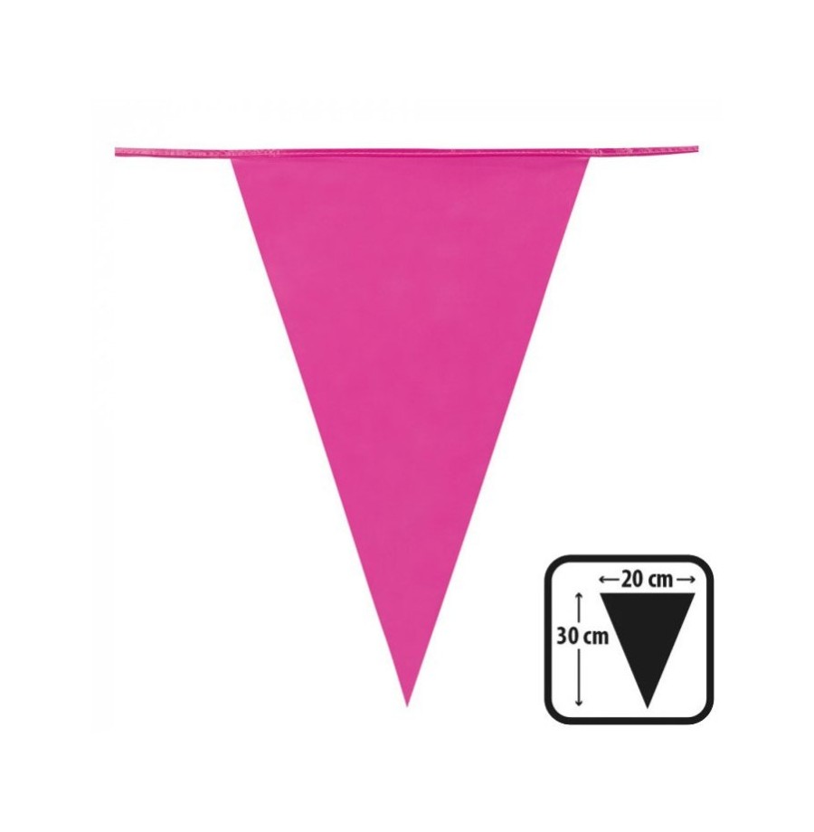 Guirlande Rose 20 fanions pvc 10m Guirlande Rose 20 fanions pvc 10m