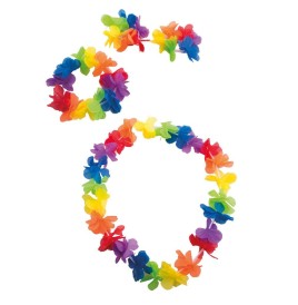 Set Hawaï tissu – Couronne, collier & bracelets assortis