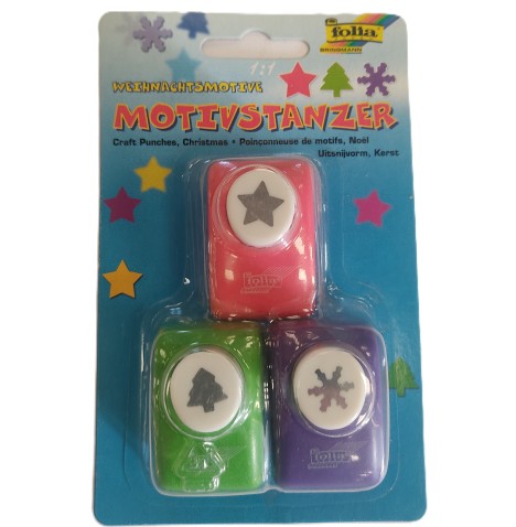 Set 3 mini perforatrices (étoile Sapin, flocon de neige)