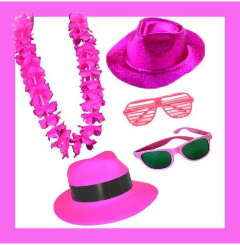 Lot 42 Accessoires Roses – Colliers, Chapeaux & Lunettes pour Fête