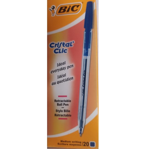 Stylo bille Cristal Clic l'unité Couleurs au choix