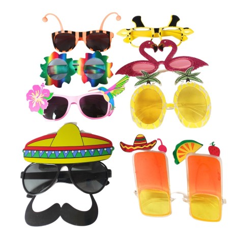 Lot 8 Lunettes Estivales Fantaisie – Ambiance Tropicale et Délire