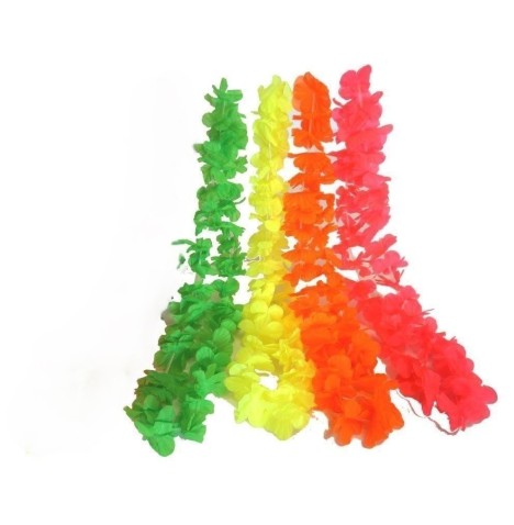 Lot de 60 Colliers Hawaïens Fluo – Réactifs à la Lumière Noire / UV