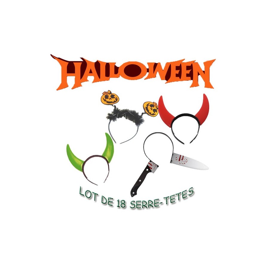 Lot de 18 Serre-Têtes Halloween Lot de 18 Serre-Têtes Halloween