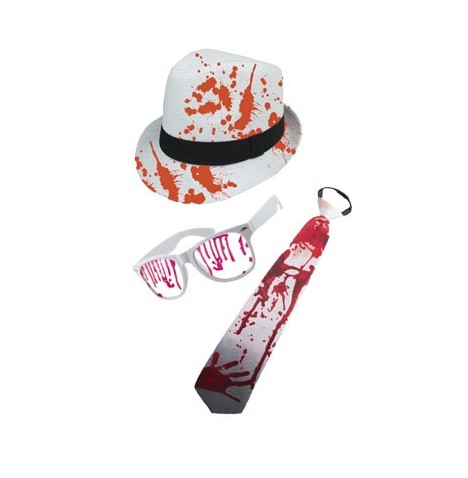 Pack Sanglant Halloween – Chapeaux, Lunettes & Cravates Ensanglantés
