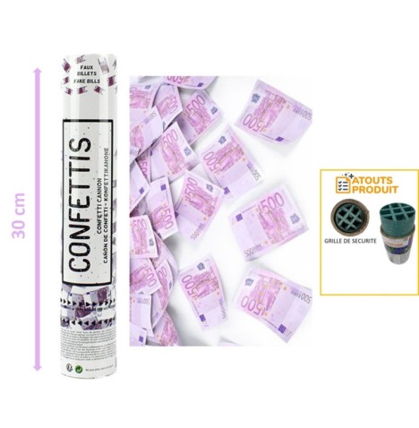 Canon à confettis 30cm fauxbillets euros - Accessoires  pas cher
