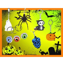Lot de 24 porte-clés Halloween : fantômes, citrouilles, araignées