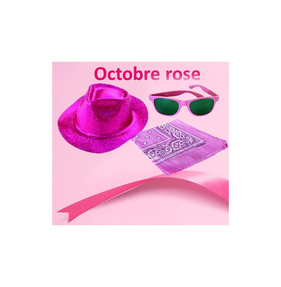 Lot Octobre Rose : lunettes, bandanas et chapeaux