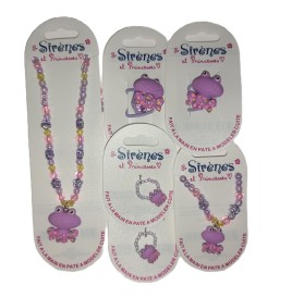Parure bijoux sirène et princesse 6 pièces, 20 Modèles au choix