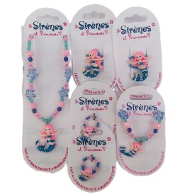 Parure bijoux sirène et princesse 6 pièces, 21 Modèles au choix