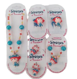 Parure bijoux sirène et princesse 6 pièces, 21 Modèles au choix