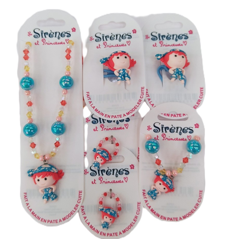 Parure bijoux sirène et princesse 6 pièces, 21 Modèles au choix