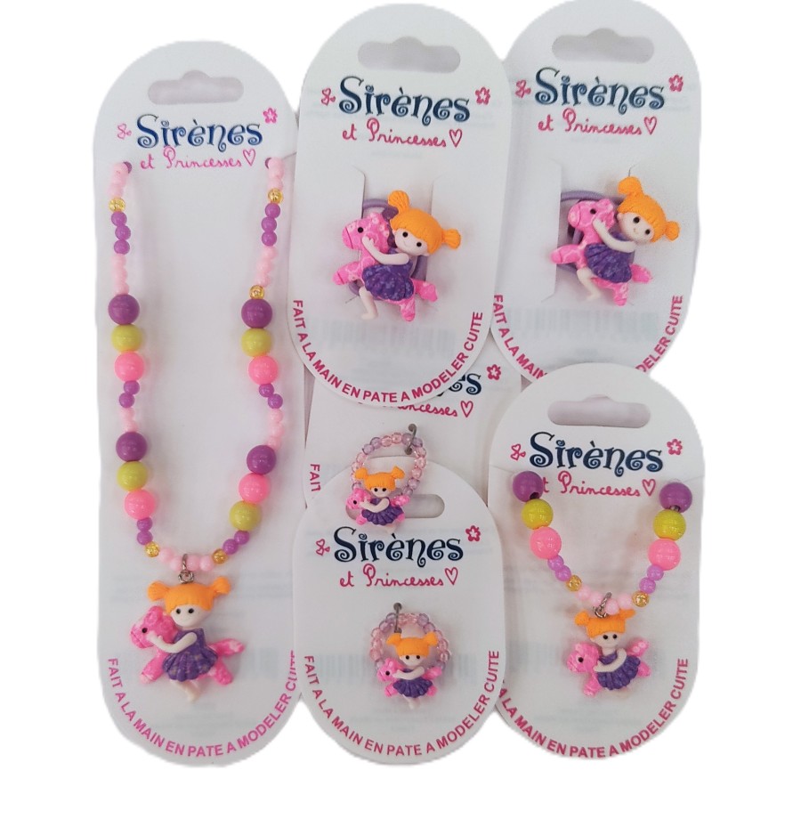 Parure bijoux sirène et princesse 6 pièces, 21 Modèles au choix