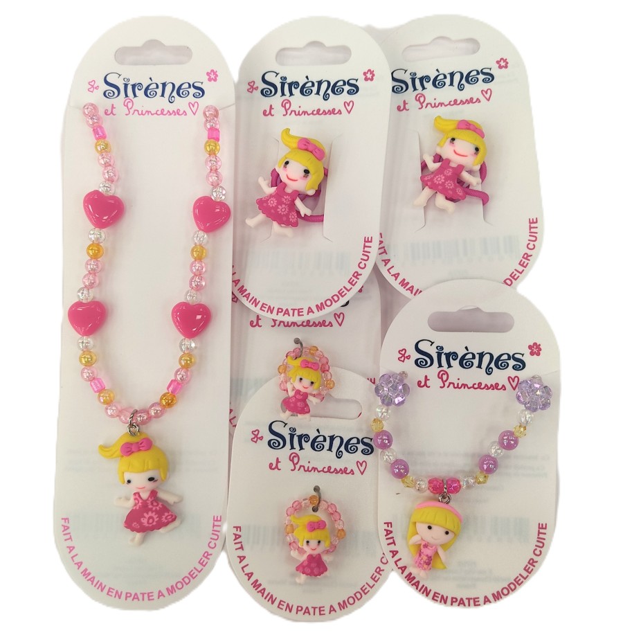 Parure bijoux sirène et princesse 6 pièces, 21 Modèles au choix