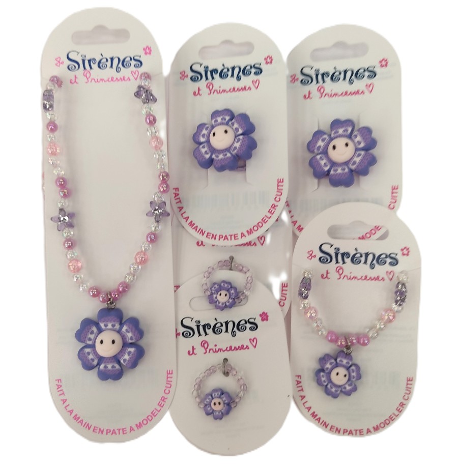 Parure bijoux sirène et princesse 6 pièces, 21 Modèles au choix